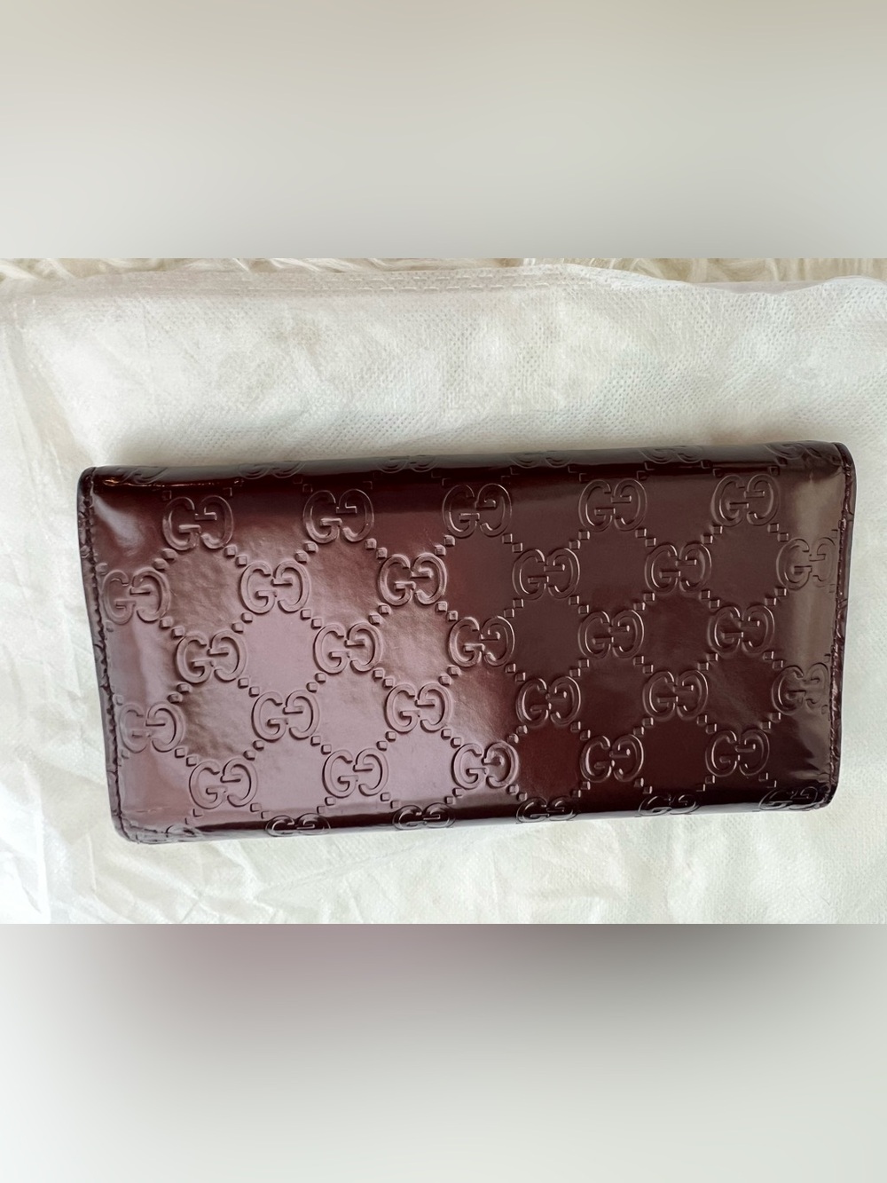 Gucci Burgundy Patent Leather GG Heart Continental Wallet - Picture 10 of 11